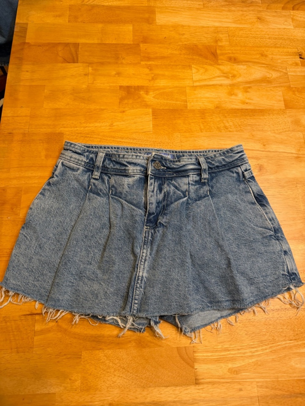Urban Outfitters Washed Denim Pleated Skort - Blue